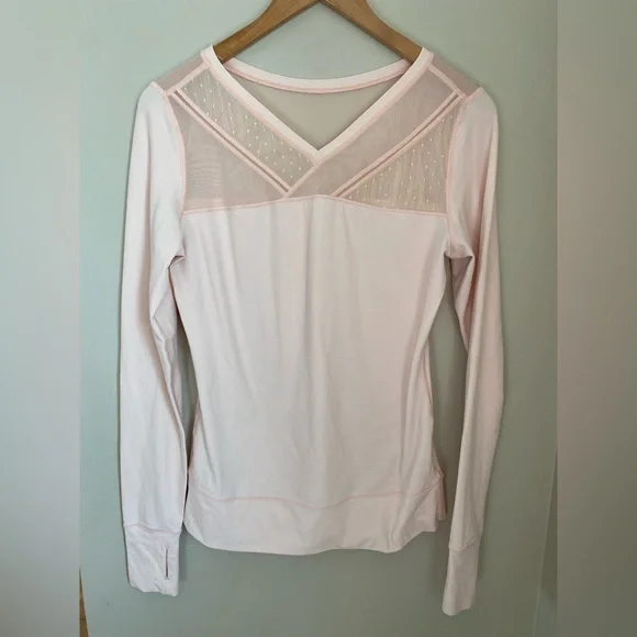 Lululemon Just Breathe Long Sleeve Heathered Parfait Pink Size 6 or Medium - Picture 2 of 14